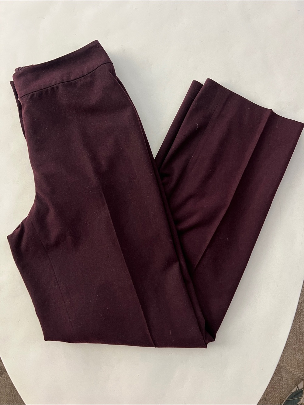 ST. JOHN Burgundy Straight Leg Mid Rise Trouser Pants Silk Lined 2 / 26" $230 - Picture 2 of 7